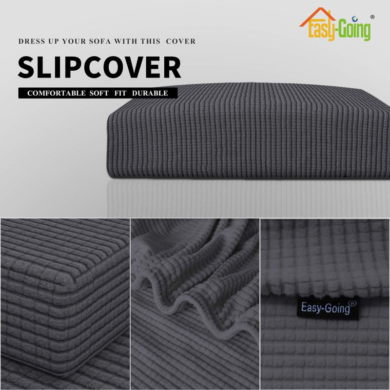 Easy-Going Stretch Cushion Cover Sofa Cushion Furniture Protector Sofa Seat Sofa slipcover Sofa Cover Soft Flexibility with Elastic Bottom(Sofa Cushion, Dark Gray) - Image 3